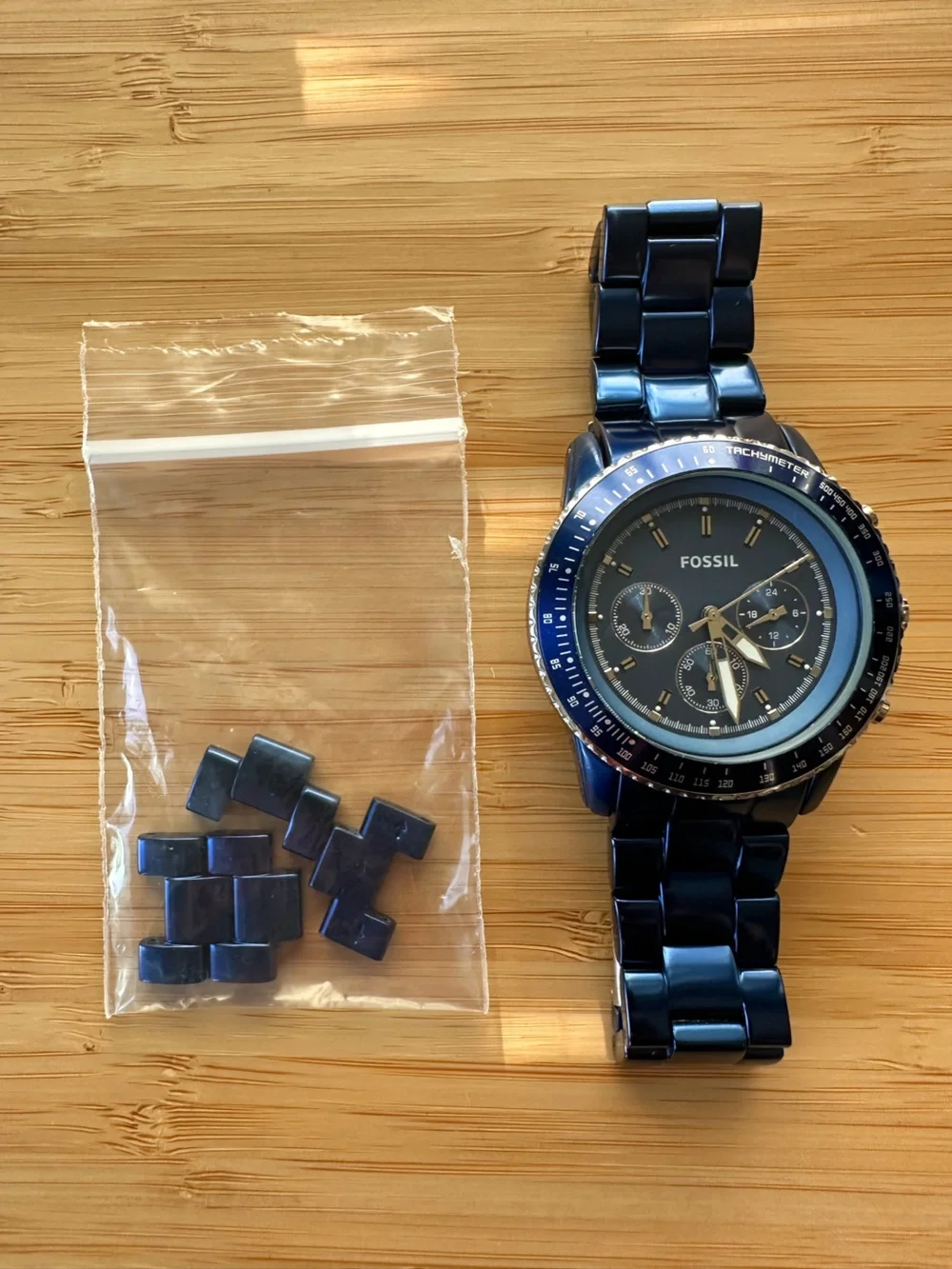 Fossil Women’s Cobalt Blue Chronograph Watch - Needs new battery